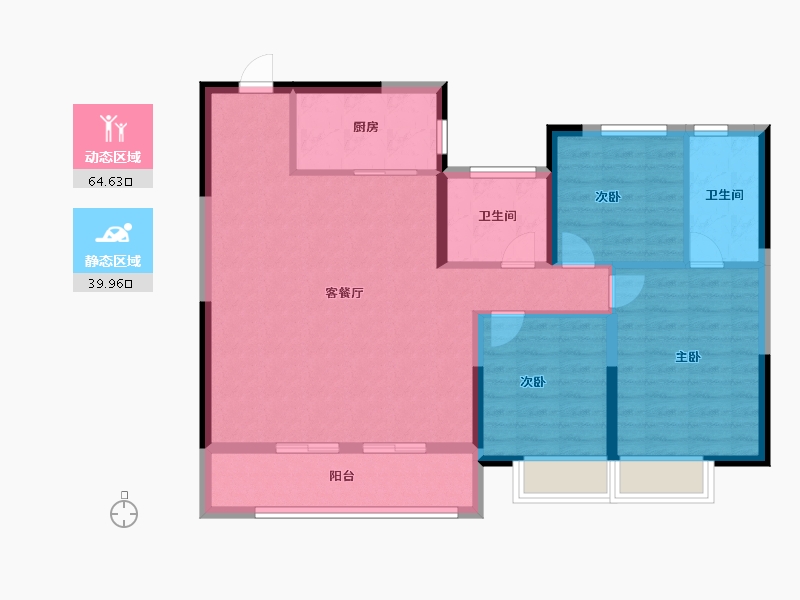 浙江省-金华市-都会文澜-94.40-户型库-动静分区