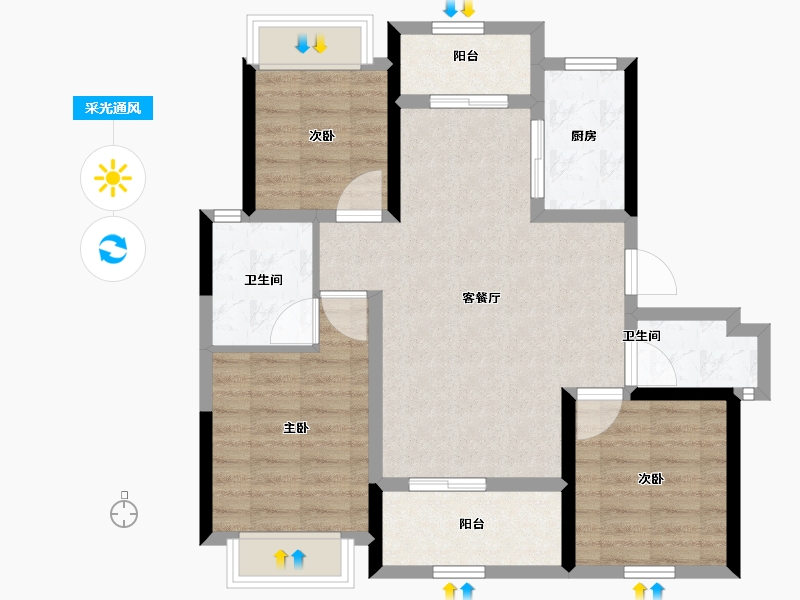 广东省-珠海市-中铁·金海澜廷-78.80-户型库-采光通风