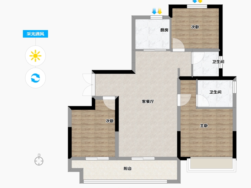 河南省-郑州市-银榕居-94.40-户型库-采光通风