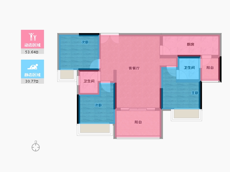 重庆-重庆市-海成金科印江府-73.74-户型库-动静分区