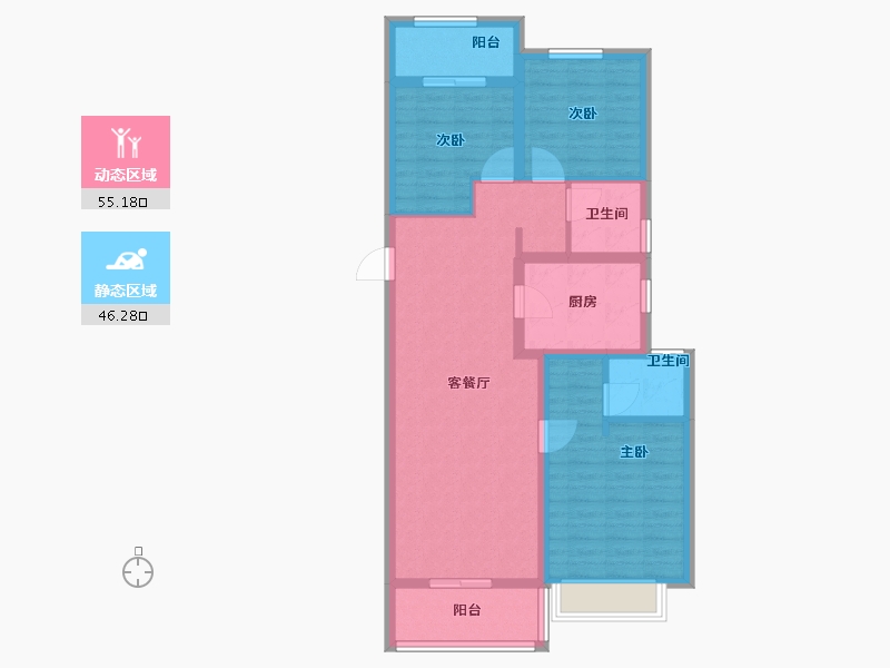 河南省-郑州市-清韵颐景苑-90.40-户型库-动静分区