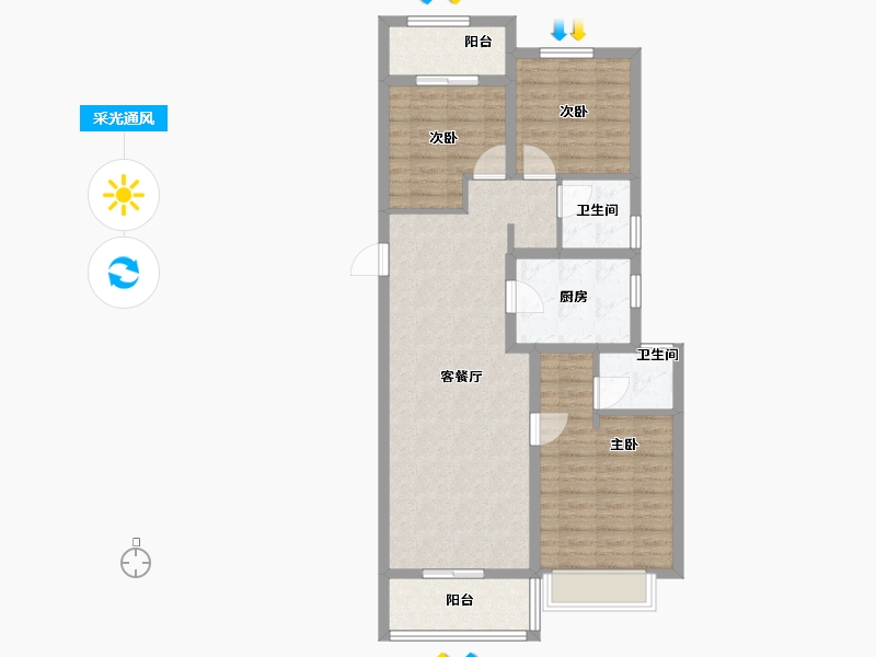 河南省-郑州市-清韵颐景苑-90.40-户型库-采光通风