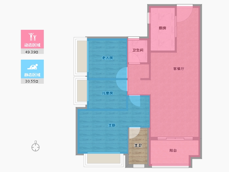 广东省-深圳市-深圳卓越城蔚蓝铂樾府-76.00-户型库-动静分区