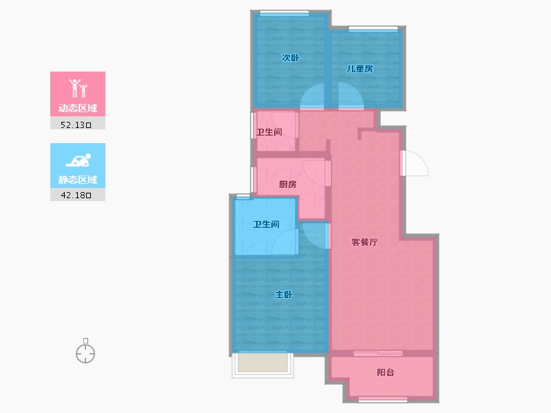 河南省-郑州市-金地正华·漾时代-84.00-户型库-动静分区