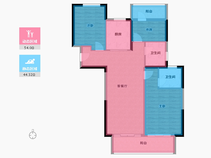 河南省-郑州市-东原·满庭芳-87.96-户型库-动静分区