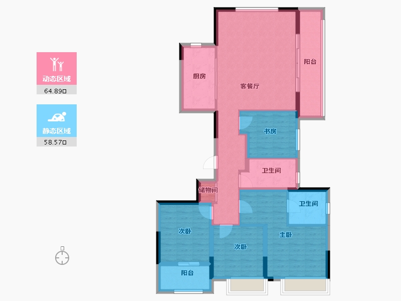 浙江省-金华市-美的云潮府-110.40-户型库-动静分区