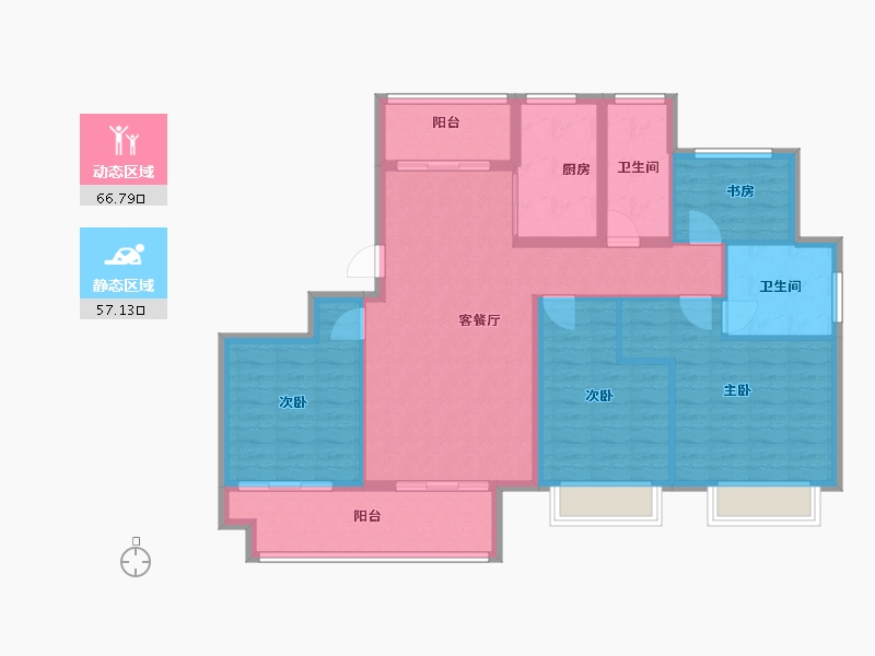 浙江省-绍兴市-鉴湖南院-111.86-户型库-动静分区