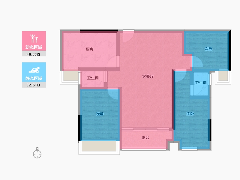 重庆-重庆市-东海香悦里-72.43-户型库-动静分区