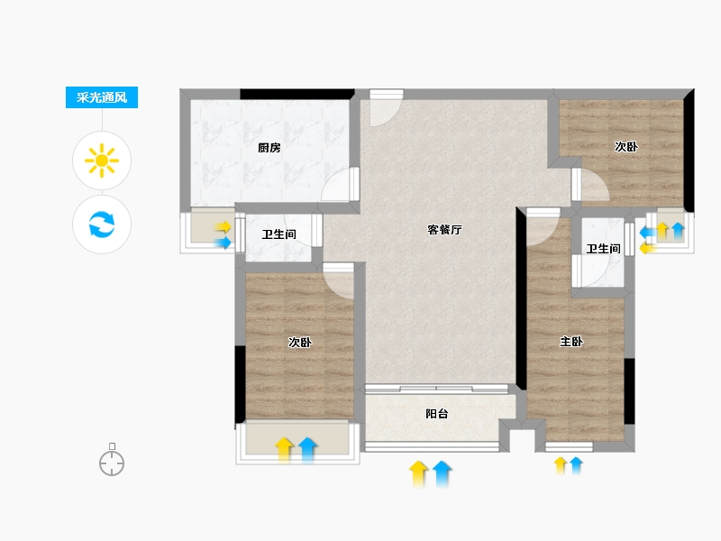 重庆-重庆市-东海香悦里-72.43-户型库-采光通风