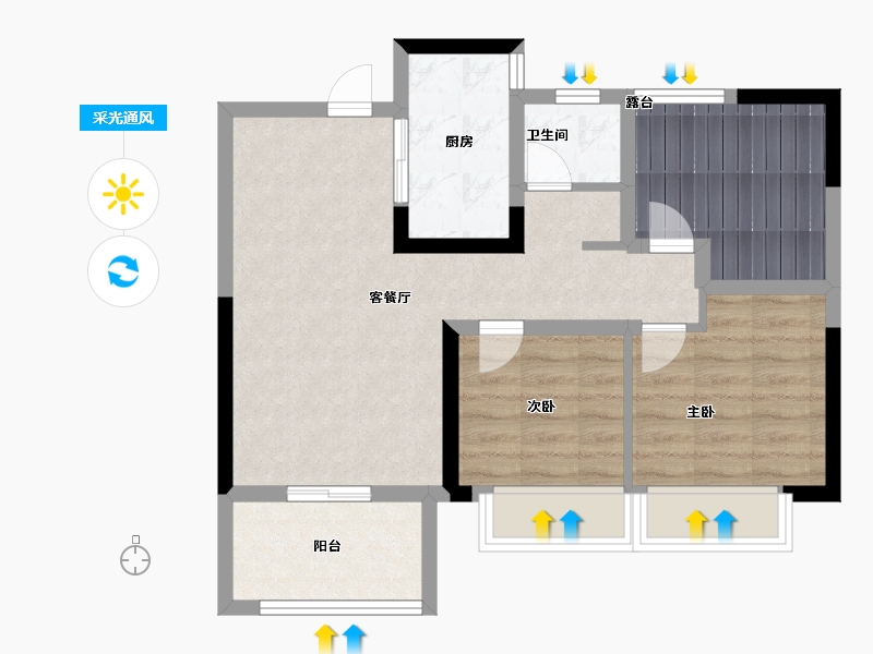 河南省-郑州市-远洋·沁园-65.60-户型库-采光通风