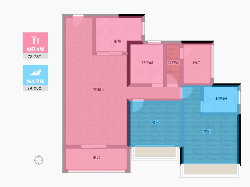 广东省-广州市-​领南星河荣誉-93.34-户型库-动静分区