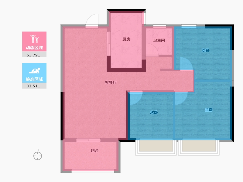 河南省-郑州市-远洋·沁园-76.80-户型库-动静分区