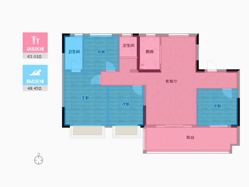 四川省-眉山市-碧桂园城央首府-125.00-户型库-动静分区