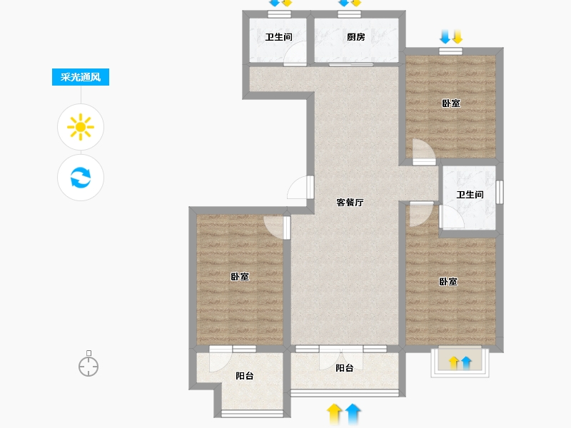 河北省-石家庄市-常山荣盛华府-93.15-户型库-采光通风