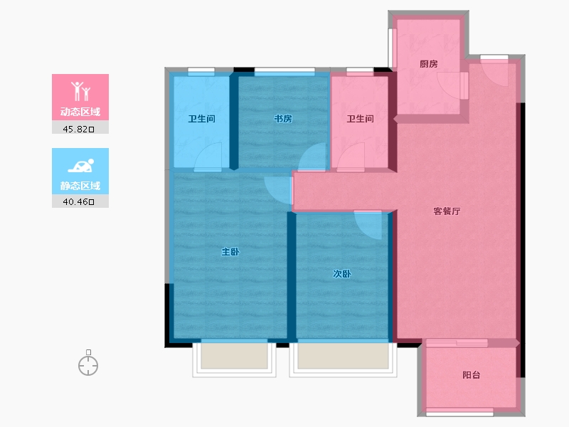 河南省-郑州市-朗悦公园府-76.56-户型库-动静分区