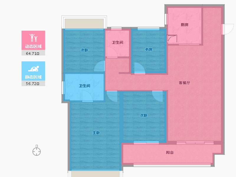 江苏省-苏州市-龙湖首开湖西星辰-109.00-户型库-动静分区