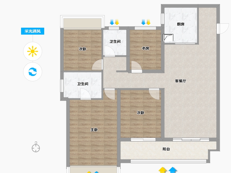 江苏省-苏州市-龙湖首开湖西星辰-109.00-户型库-采光通风