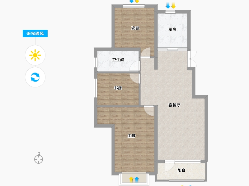 辽宁省-丹东市-江山和鳴-87.84-户型库-采光通风