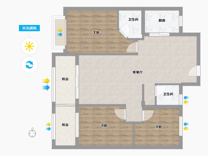 福建省-漳州市-龙江新苑-105.00-户型库-采光通风