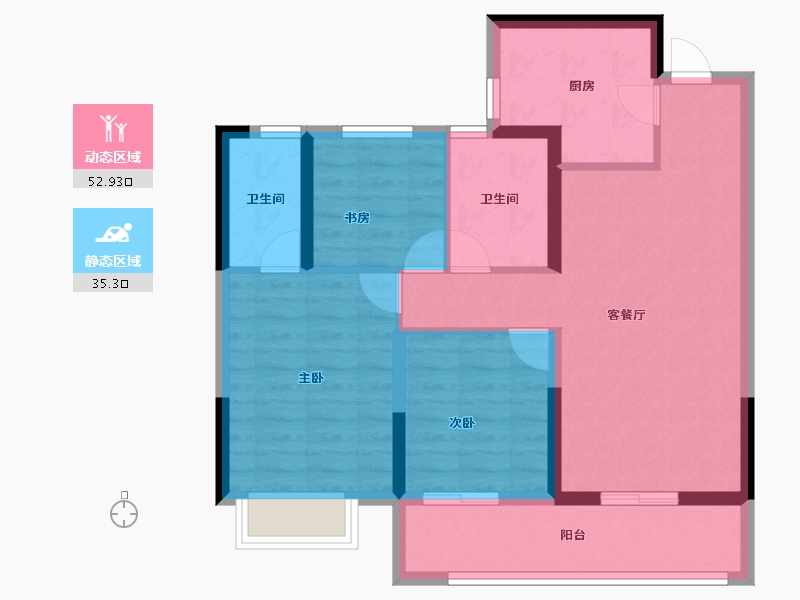 浙江省-金华市-都会文澜-78.40-户型库-动静分区