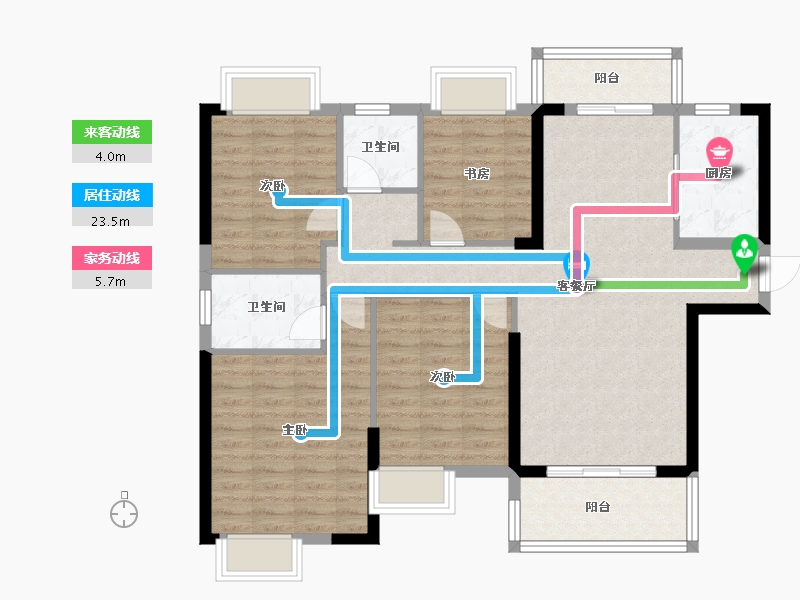 湖北省-武汉市-南益名悦华府-104.01-户型库-动静线