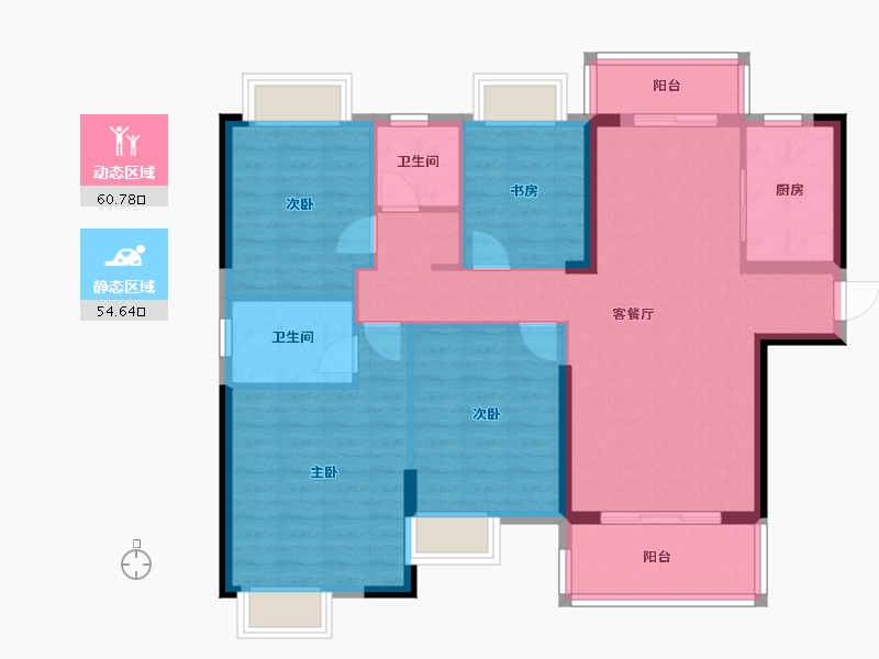 湖北省-武汉市-南益名悦华府-104.01-户型库-动静分区