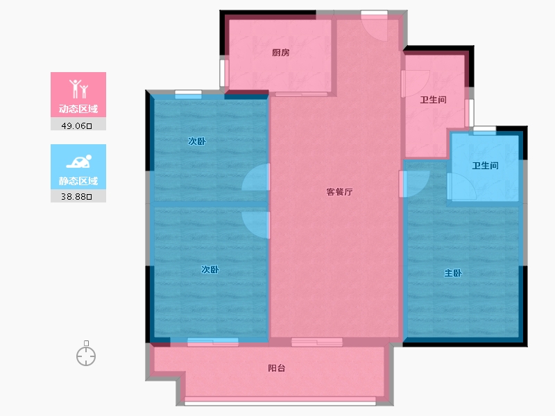 浙江省-金华市-美的云潮府-79.20-户型库-动静分区