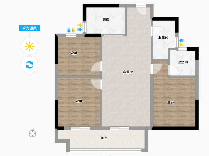 浙江省-金华市-美的云潮府-79.20-户型库-采光通风