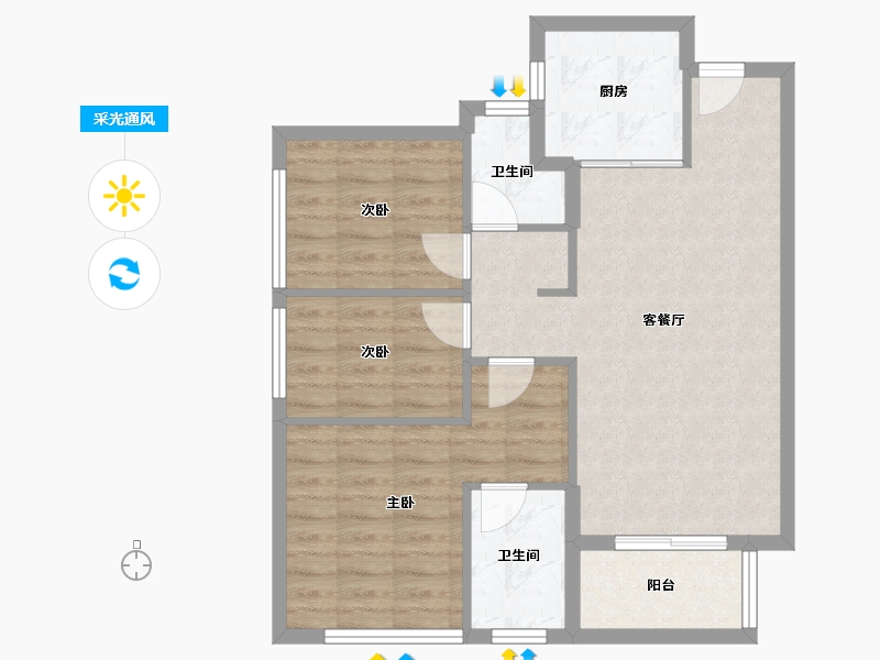 贵州省-贵阳市-万科翰林-74.68-户型库-采光通风