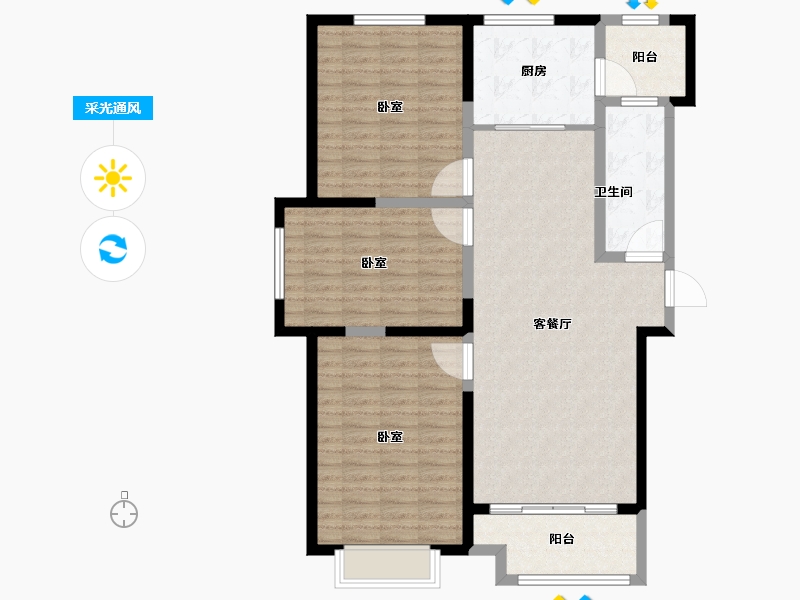 山东省-潍坊市-北大锦城-110.41-户型库-采光通风