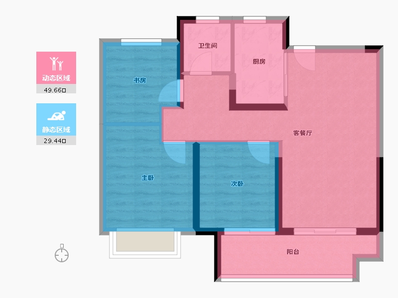 河南省-郑州市-朗悦公园府-70.67-户型库-动静分区