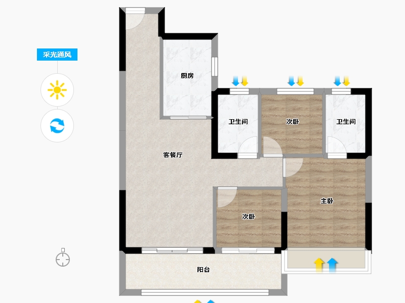 浙江省-湖州市-碧桂园云望里-78.01-户型库-采光通风