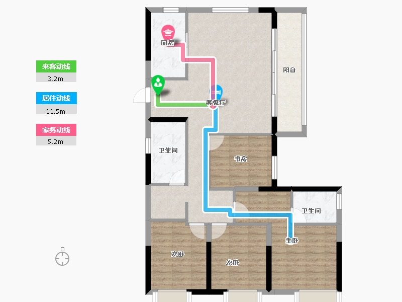 浙江省-金华市-美的云潮府-103.20-户型库-动静线