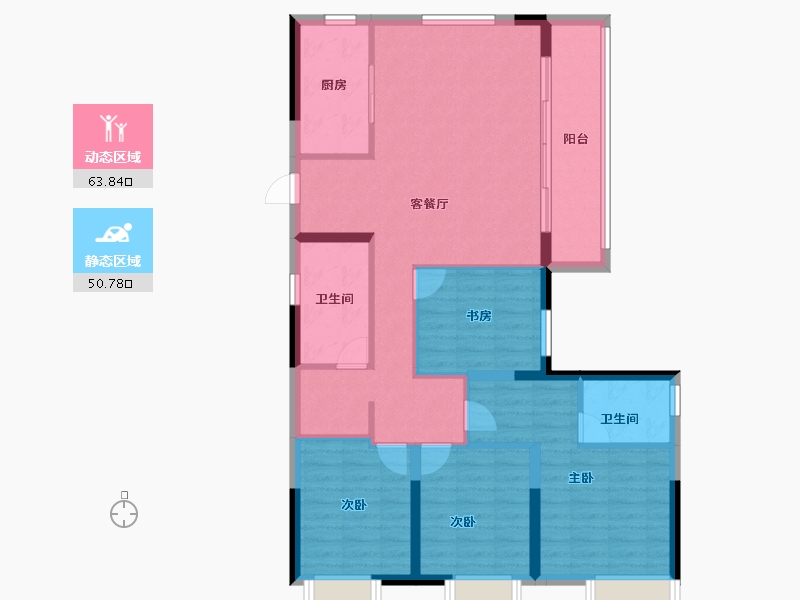 浙江省-金华市-美的云潮府-103.20-户型库-动静分区