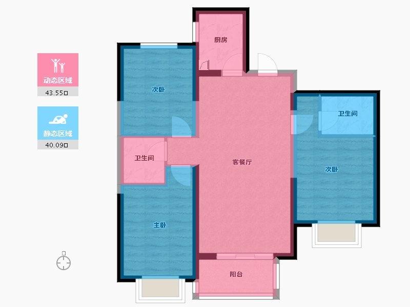 河北省-石家庄市-绿地西斯莱公馆-82.20-户型库-动静分区