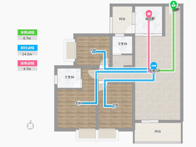 云南省-红河哈尼族彝族自治州-惠景康城观湖国际-95.33-户型库-动静线