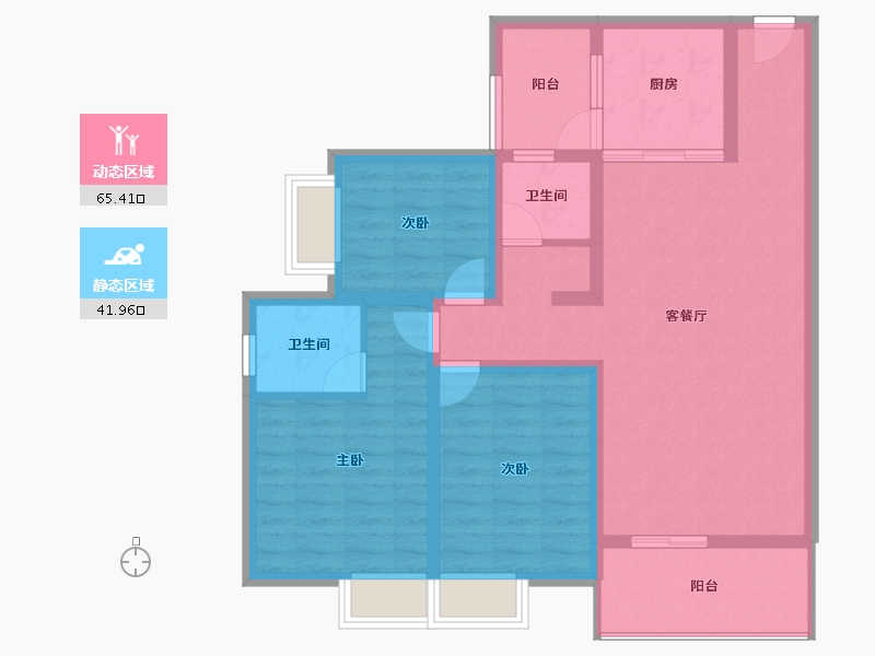 云南省-红河哈尼族彝族自治州-惠景康城观湖国际-95.33-户型库-动静分区