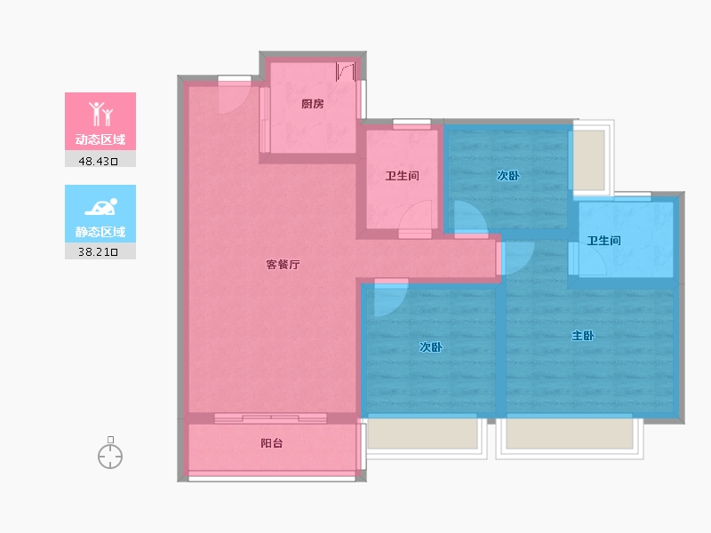 广东省-江门市-美的·樾山府-75.88-户型库-动静分区