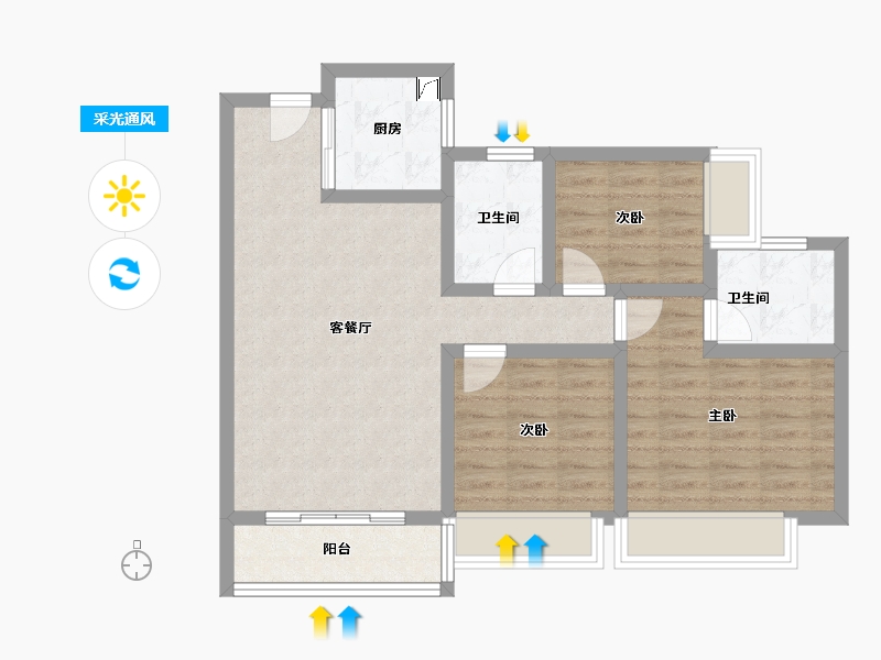 广东省-江门市-美的·樾山府-75.88-户型库-采光通风