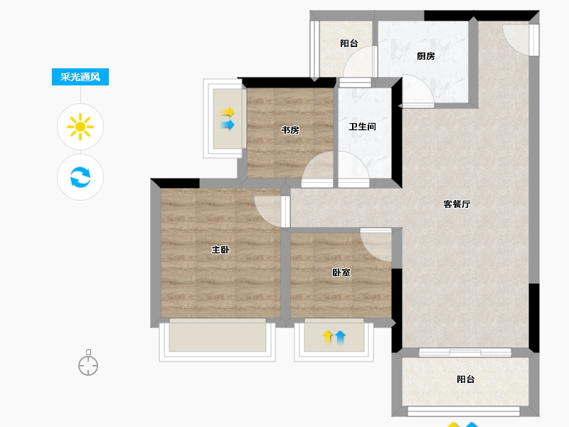 重庆-重庆市-中建滨江星城-59.18-户型库-采光通风