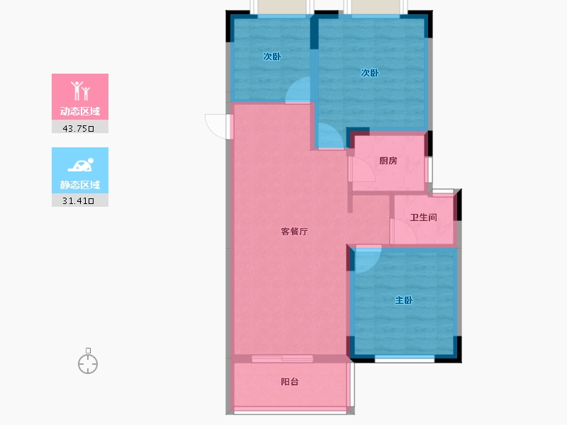 浙江省-金华市-浙中影创城-66.72-户型库-动静分区