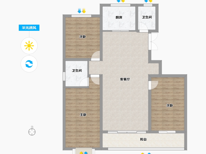 山东省-潍坊市-恒信·御峰-106.28-户型库-采光通风