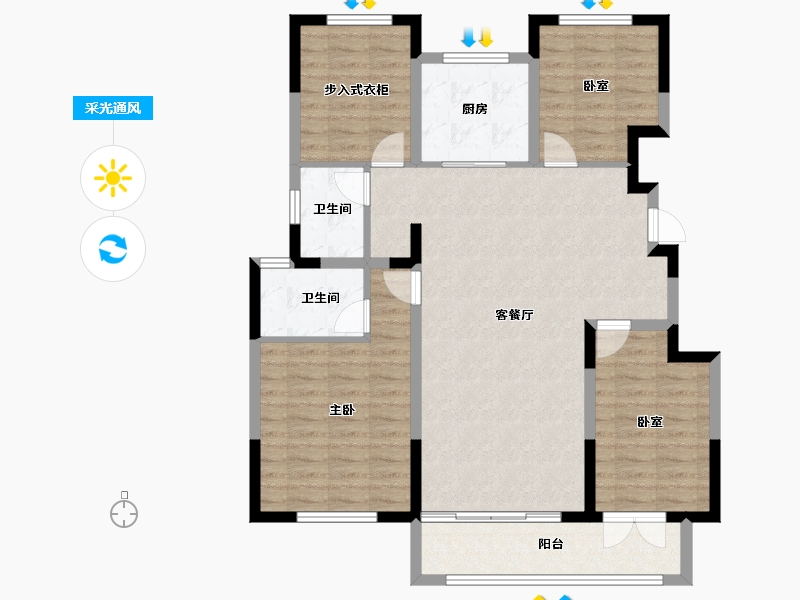 河北省-廊坊市-佳兆业·悦峰·群贤苑-106.77-户型库-采光通风