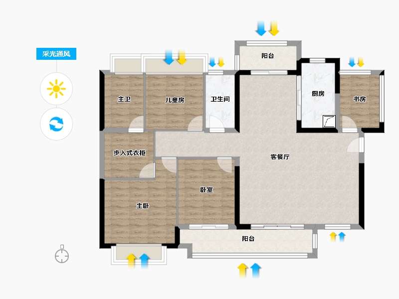 广东省-惠州市-新城香悦澜山-118.11-户型库-采光通风