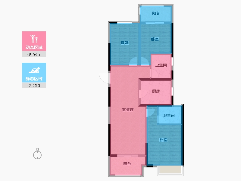 河南省-郑州市-谦祥时光序-84.96-户型库-动静分区