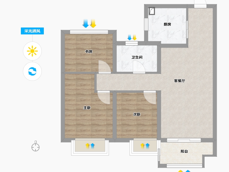 江苏省-苏州市-保利首开云璟花园-68.05-户型库-采光通风