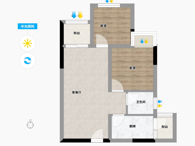重庆-重庆市-银翔城-45.40-户型库-采光通风