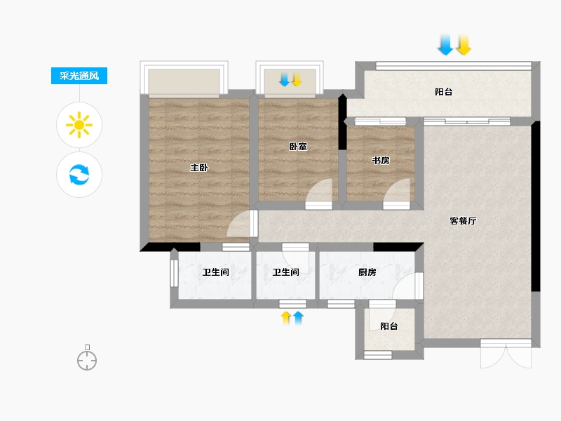 重庆-重庆市-中建滨江星城-69.00-户型库-采光通风