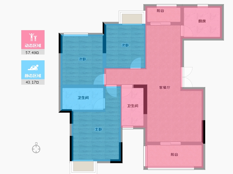 重庆-重庆市-银翔城-89.52-户型库-动静分区