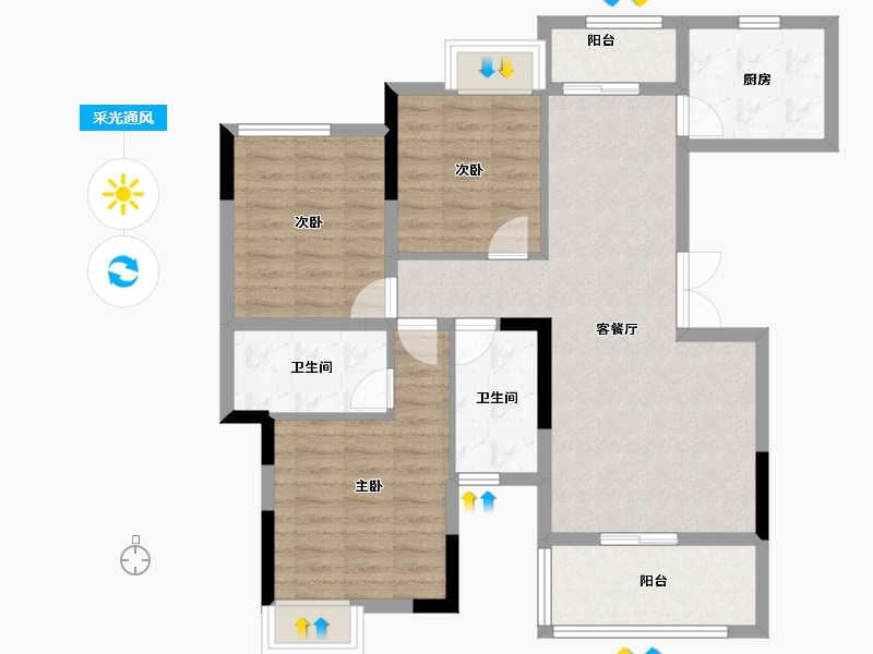 重庆-重庆市-银翔城-89.52-户型库-采光通风